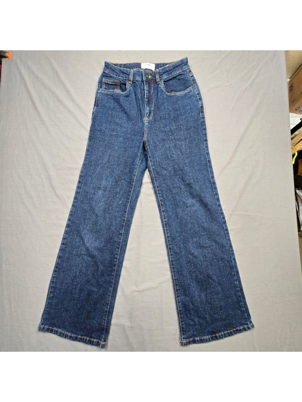 Cotton On Size 6 Stretch Wide Leg Jeans Blue Dark Wash Denim